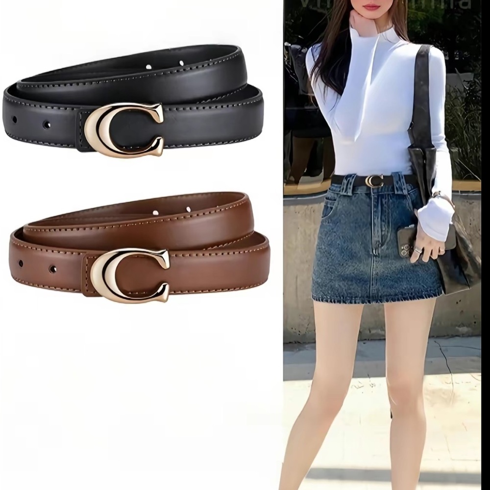 Black Leather C Belt